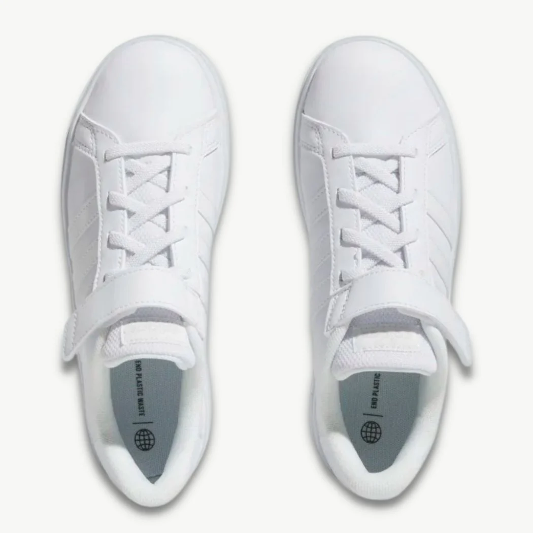 adidas Grand Court Elastic Lace and Top Strap Kids Sneakers - Image 4