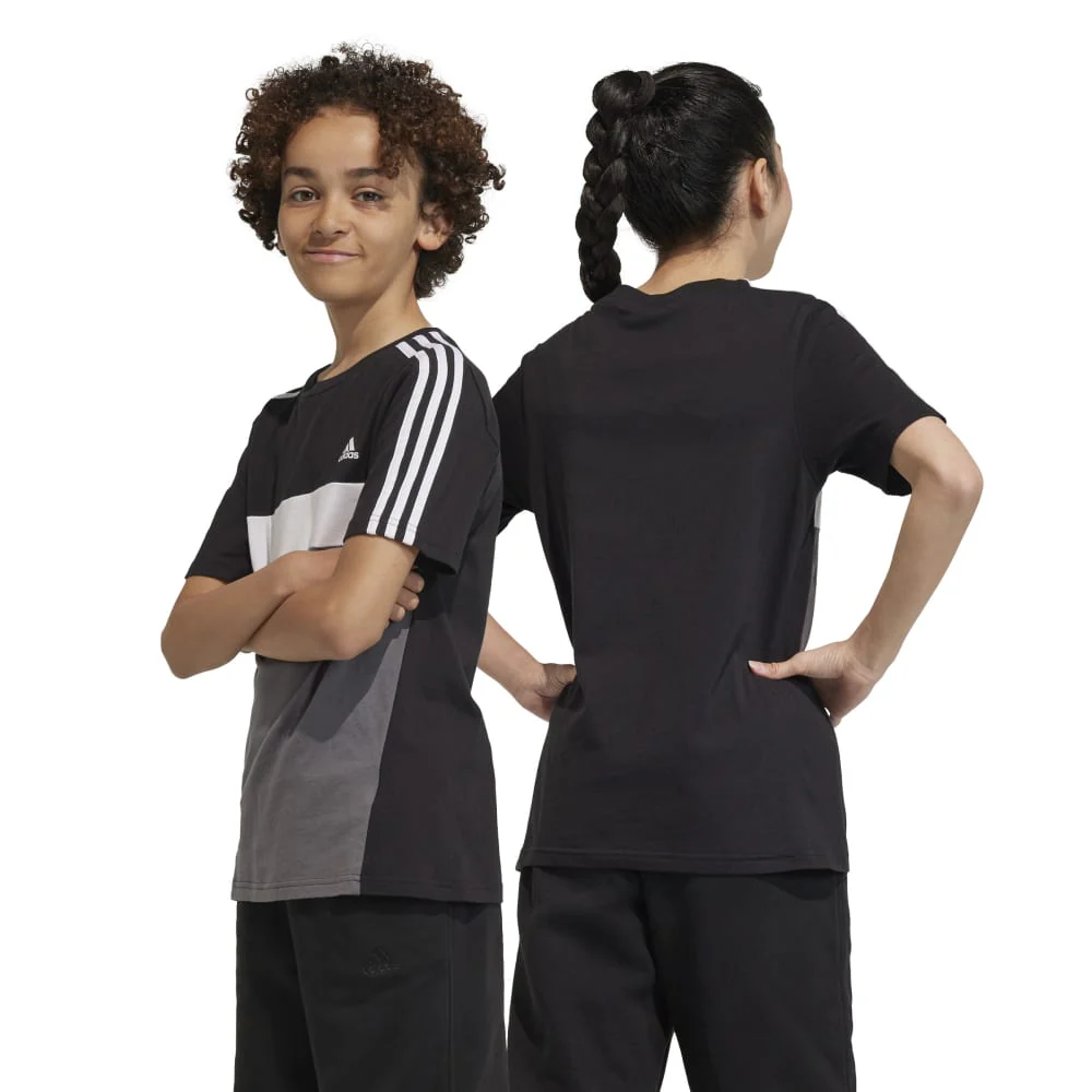 adidas Tiberio 3 Stripes Colorblock Cotton Kid's Tee - Image 2