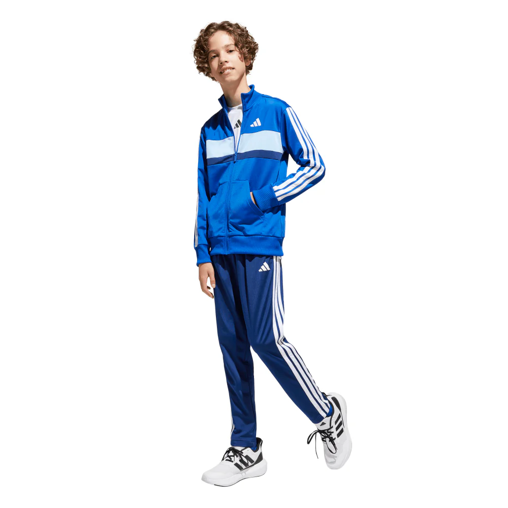 adidas Seasonal Essentials Tiberio 3-Stripes Tricot Kids Tacksuit - Image 3
